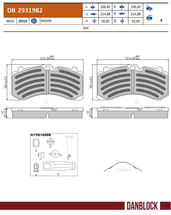 Danblock Remblokkenset, schijfrem DB 2931982