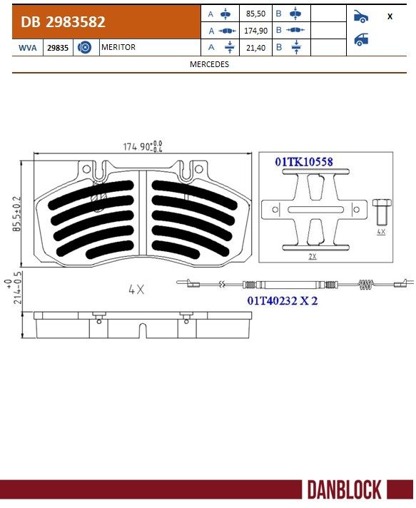 Danblock Remblokkenset, schijfrem DB 2983582