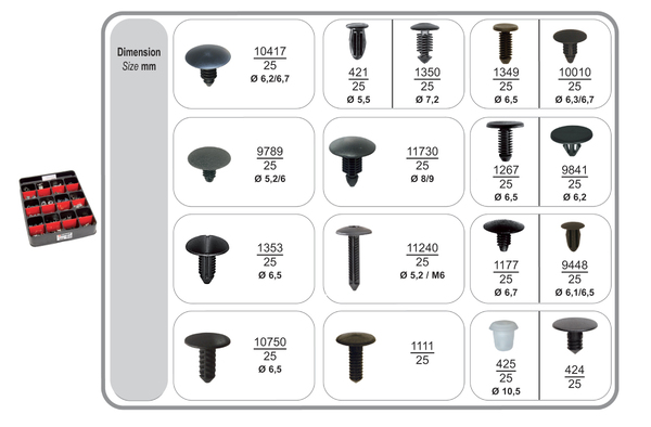 Restagraf Assortiment, bevestigingsmiddelen 70423