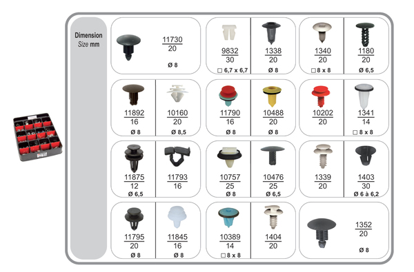 Restagraf Assortiment, bevestigingsmiddelen 70428