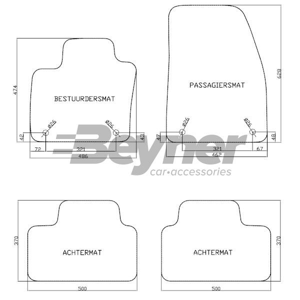 Beyner Pasklare stoffen matten MSN-1366516