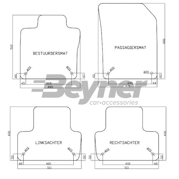 Beyner Pasklare stoffen matten MSN-1369411