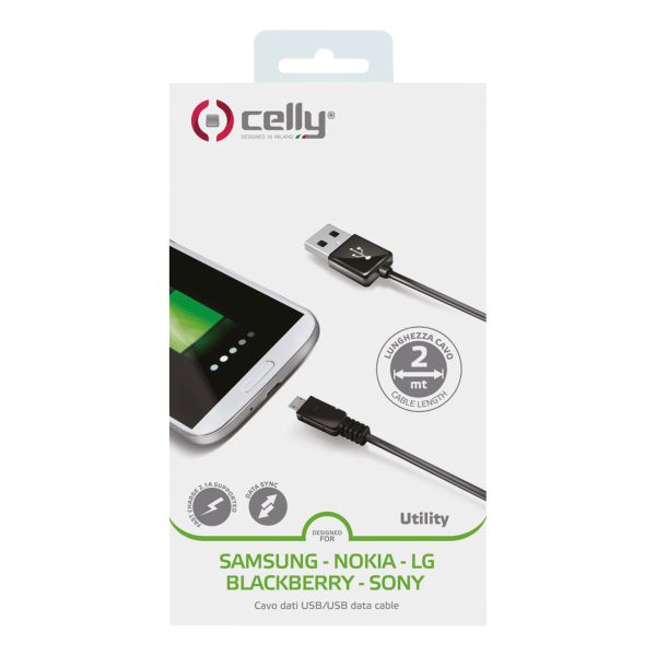 Celly Celly Datakabel Micro USB 2 meter zwart 0517502