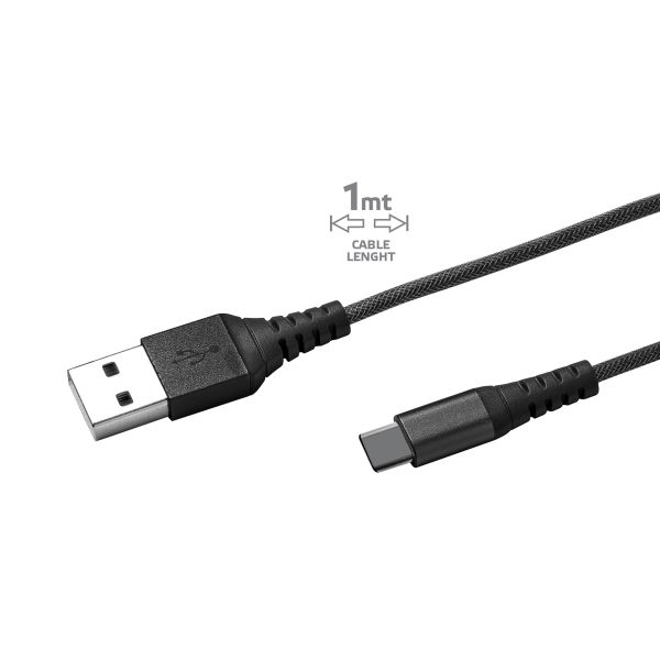 Celly Celly Datakabel USB-C Nylon 1 meter zwart 0517513