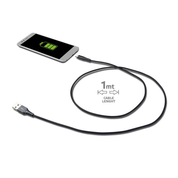 Celly Celly Datakabel USB-C Nylon 1 meter zwart 0517513