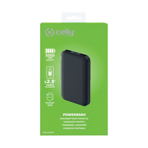 Celly Celly Powerbank Energy 5000 mAh Zwart 0517600