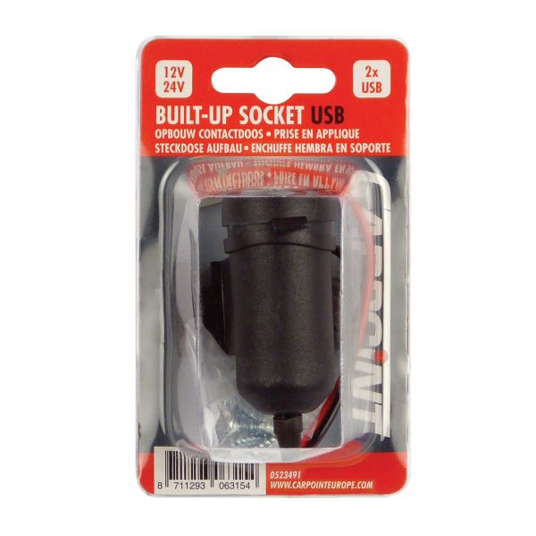 Carpoint Carpoint 12/24V Opbouwcontactdoos 2xUSB 0523491