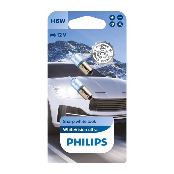 Philips Philips 12036WVUB2 White Vision Ultra H6W 2 Stuks 0730286