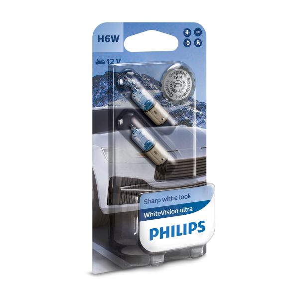 Philips Philips 12036WVUB2 White Vision Ultra H6W 2 Stuks 0730286