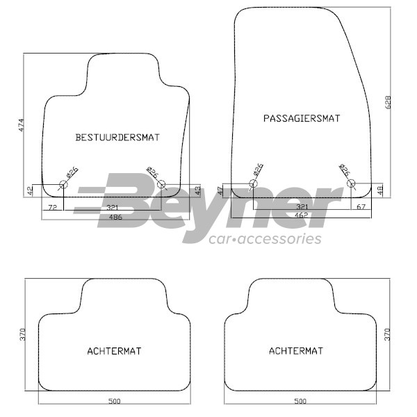 Pasklare stoffen matten Beyner MSV-1476627