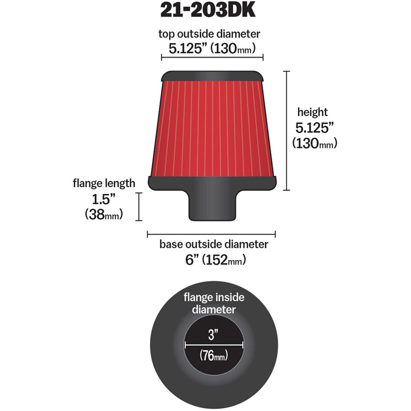 AEM Luchtfilter universeel AE 21203DK