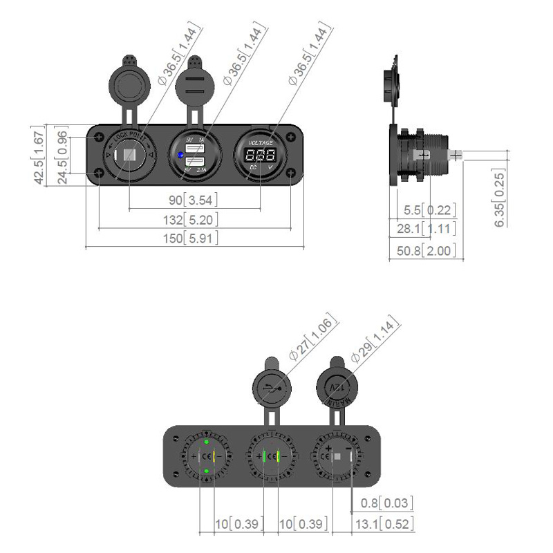 Mijnautoonderdelen USB adapters EU E1095