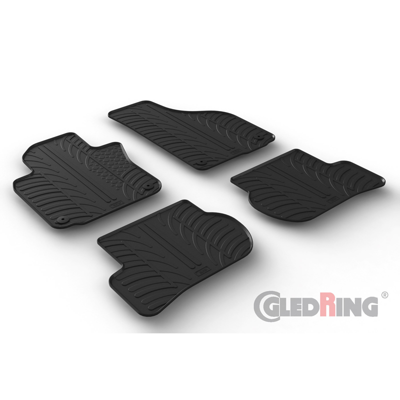 Gledring Rubbermatten passend voor Volkswagen Golf V 2003-2008 / Jetta 2005-2011 / Golf VI 2008-2013 / Scirocco 2008- (T profiel 4-delig + ronde&ovale montageclips) GL 0062